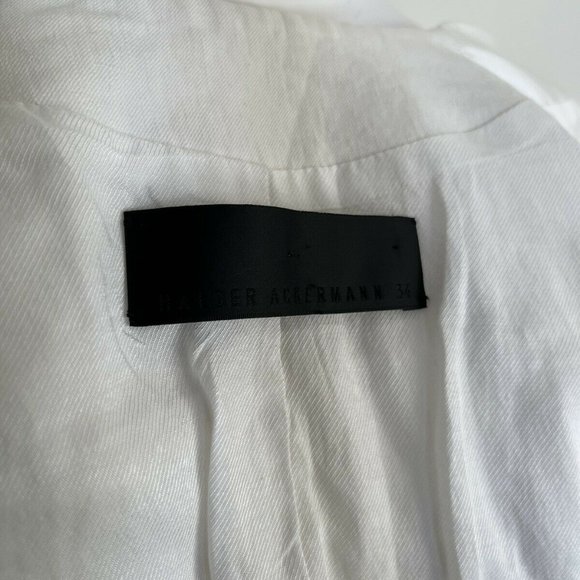 Haider Ackermann White Linen Crop Tuxedo Blazer Jacket - Picture 11 of 11